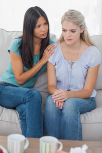 When we swear at each other, we have to apologize and make it right, like this woman comforting her partner.